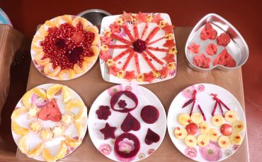Fruits cut and kept on plate to prepare fruit salad